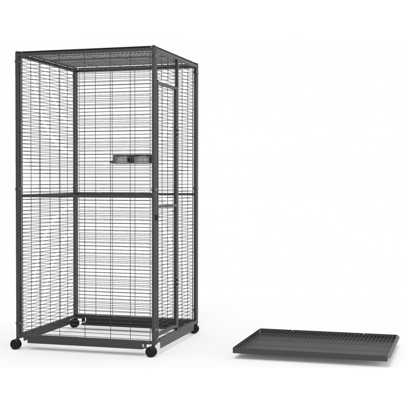 Picture of Indoor aviary for parrots of 1sqm with casters and mesh roof IMOR
